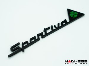 Alfa Romeo Emblems & Badges Kit - Black - "Alfa Romeo" + "Sportiva" Emblems + 2 AR Badges